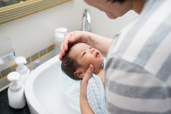 bathing a newborn baby